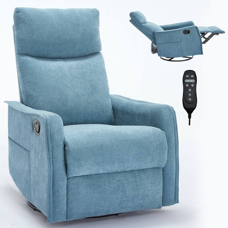 Heat Massage Manual Recliner Chair with Rocker and Swivel in Fabric for Living Room