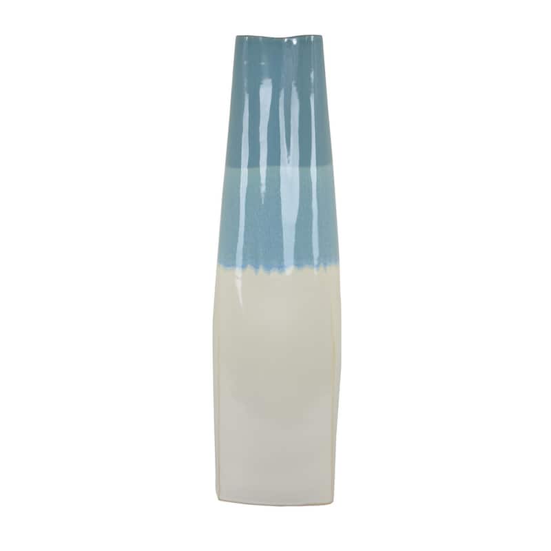 Cobb Accent Vase, Slender Silhouette Blue White Ceramic 27 Inch