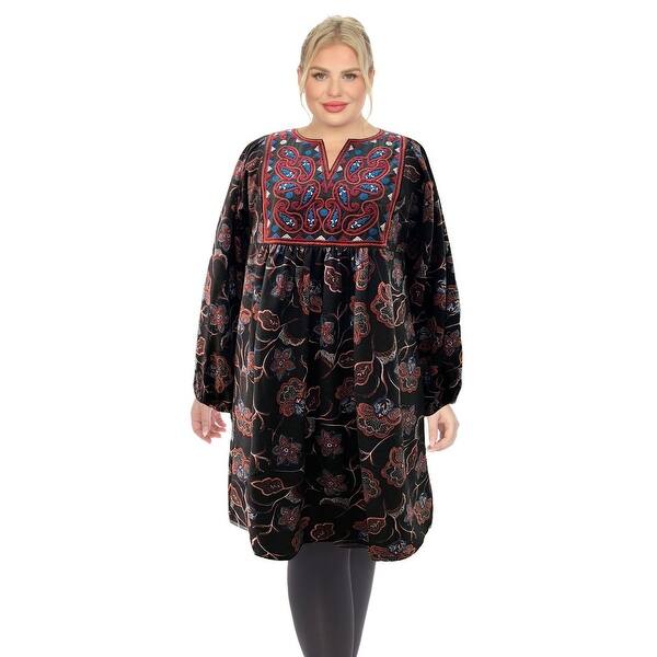 White Mark Floral Paisley Sweater Dress Womens Long Sleeve Relaxed Fit 1X -  Bed Bath & Beyond - 42300415