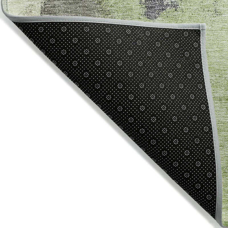 Machine Washable Indoor/ Outdoor Contemporary Abstract Chantille Rug