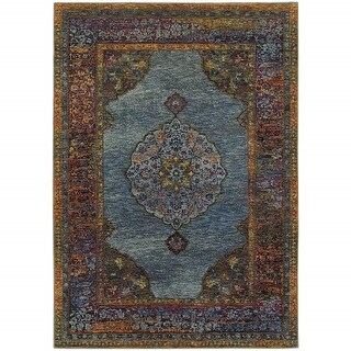 HomeRoots 8' X 10' Blue Gold Green Red Orange And Purple Oriental Power ...