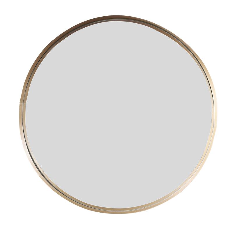 32" Round Gold Iron Framed Mirror