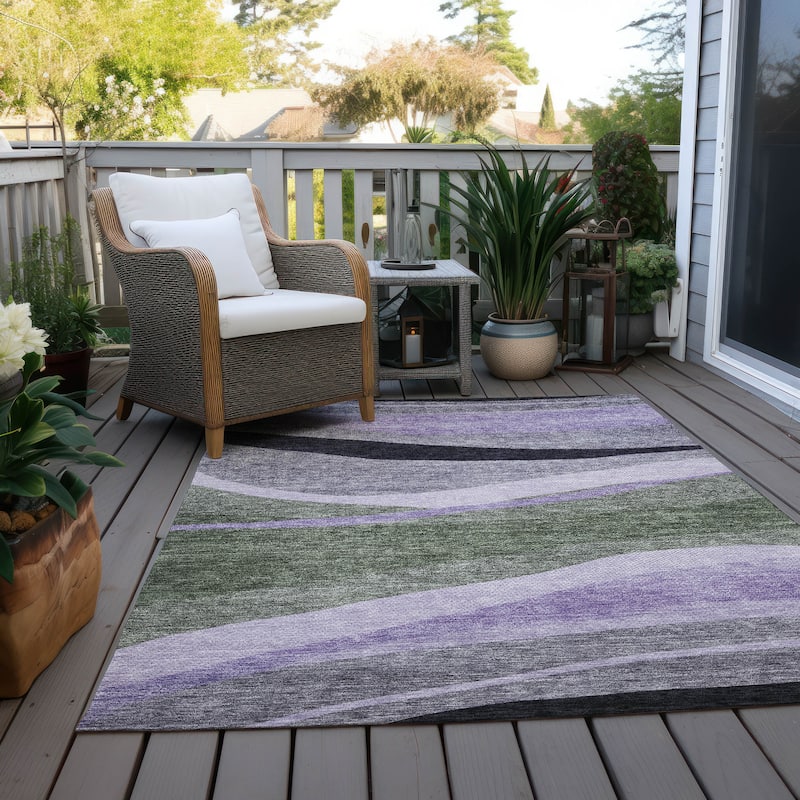 Machine Washable Indoor/ Outdoor Contemporary Deco Chantille Rug
