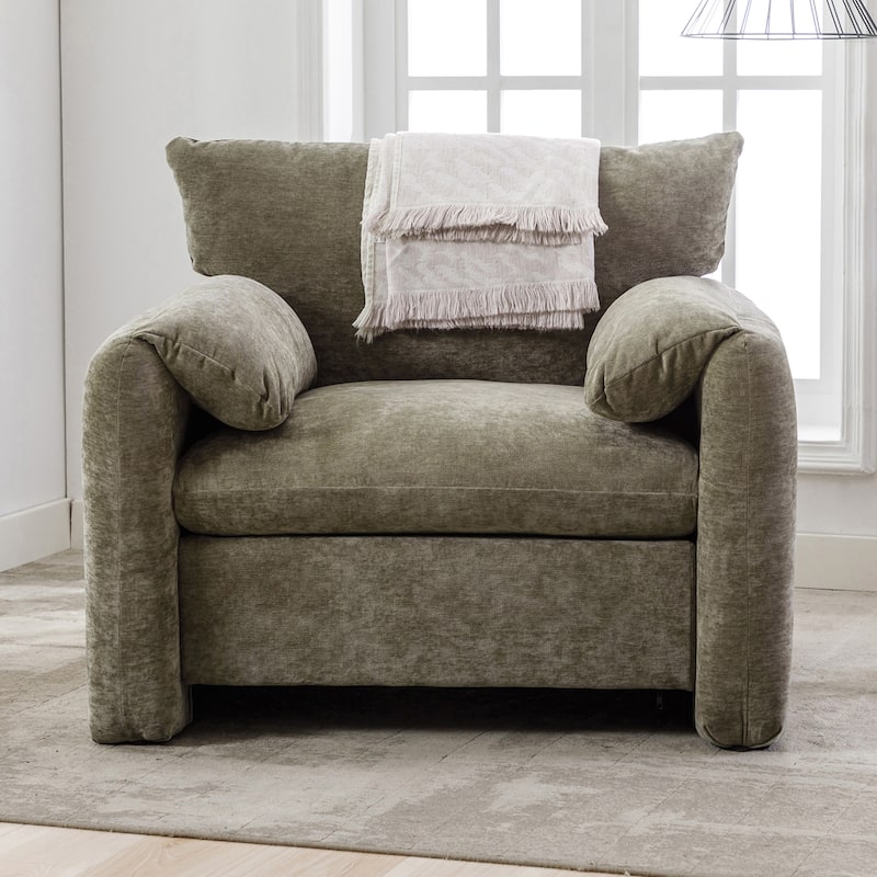 Single Sofa Chairs for Living Room Accent Chair Chenille Lounge Chairs Oversized Pillow Top Arms Chairs Modern Upholstered Chair