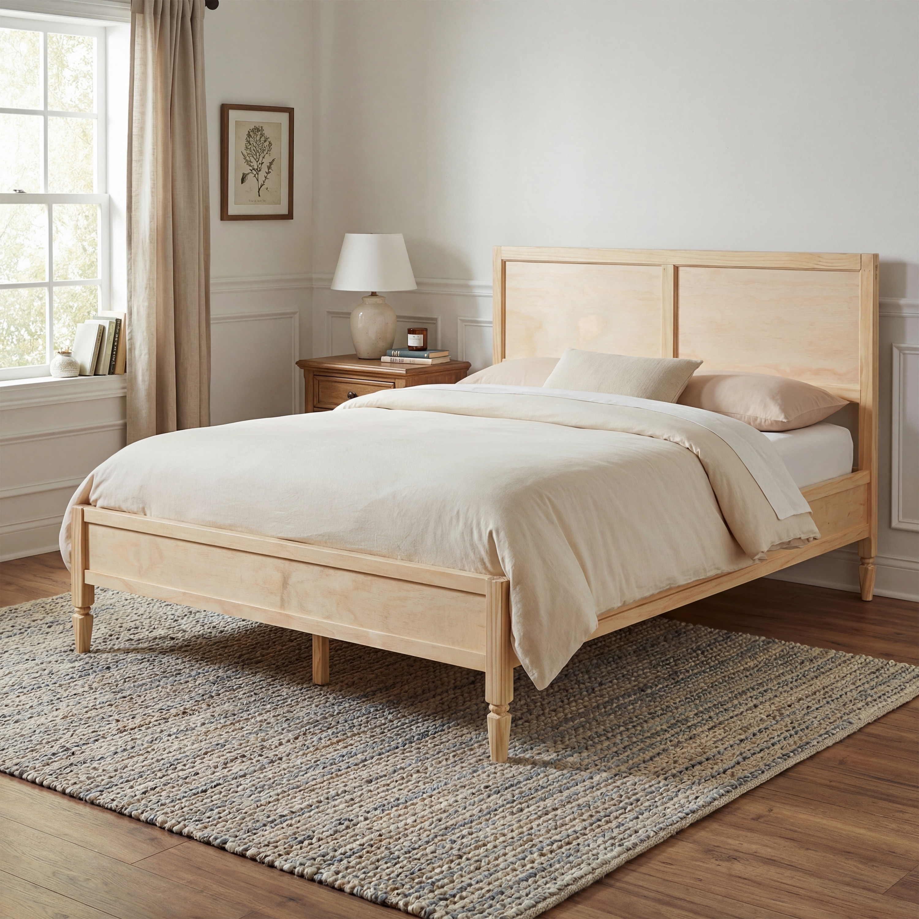 Christopher Knight Home - Classic Wooden Platform Bed Frame with Panel Headboard, Wooden Slat Support and Under-Bed Storage