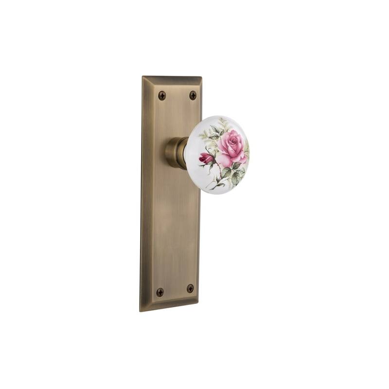 Nostalgic Warehouse Rose Porcelain Solid Brass Passage Door Knob Set