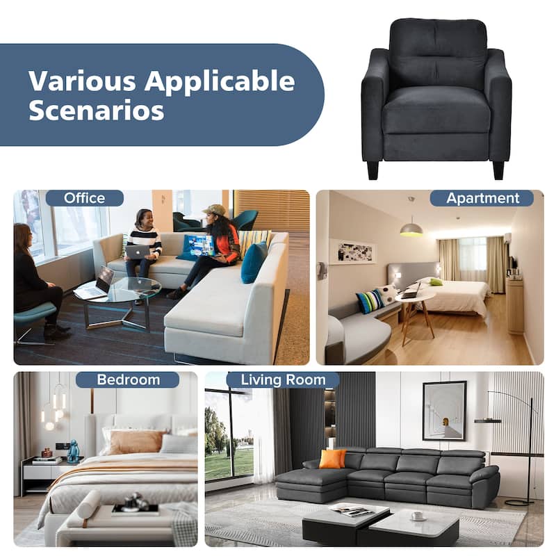 32" Black Single Couch Comfortable Sectional Couches and Sofas for Living Room - Black