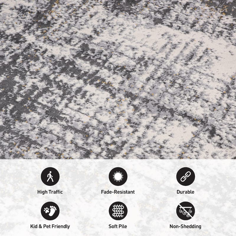 World Rug Gallery Geneva Contemporary Distressed Absract Area Rug