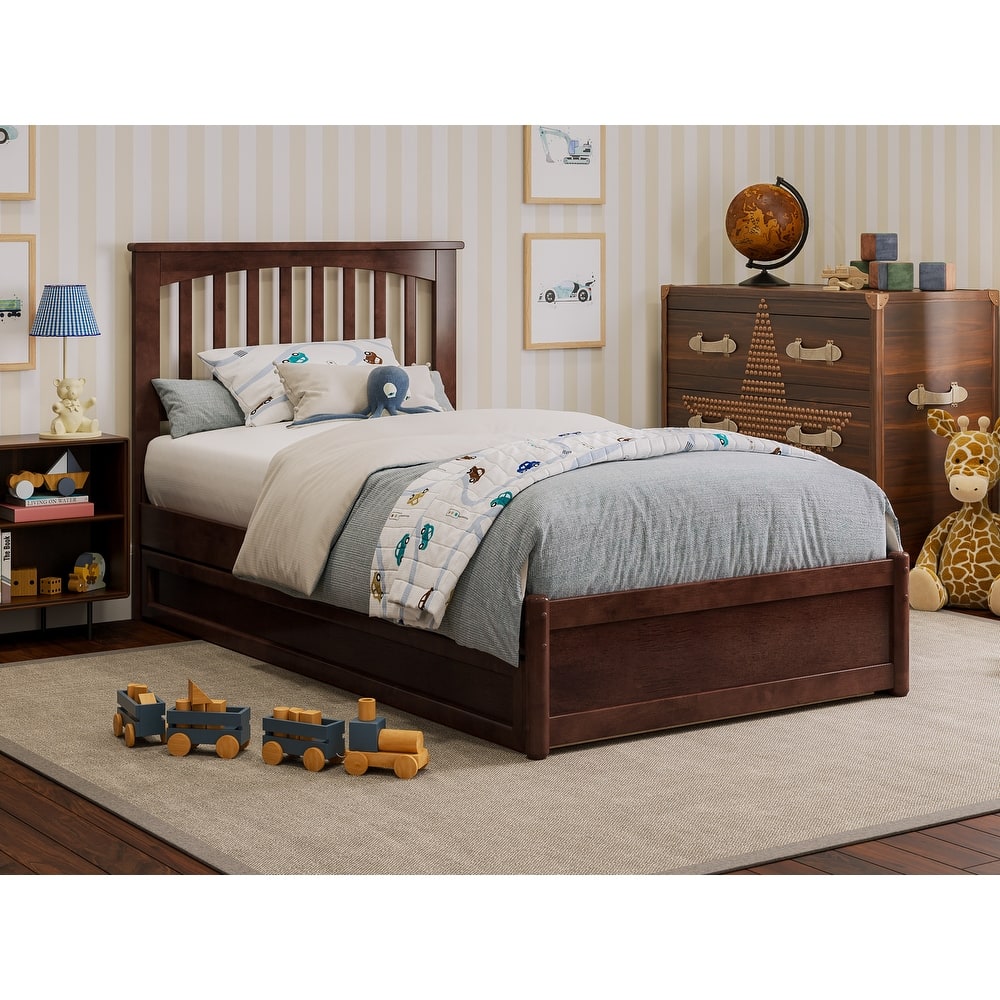 Everett Platform Bed with Panel Footboard and Twin Trundle