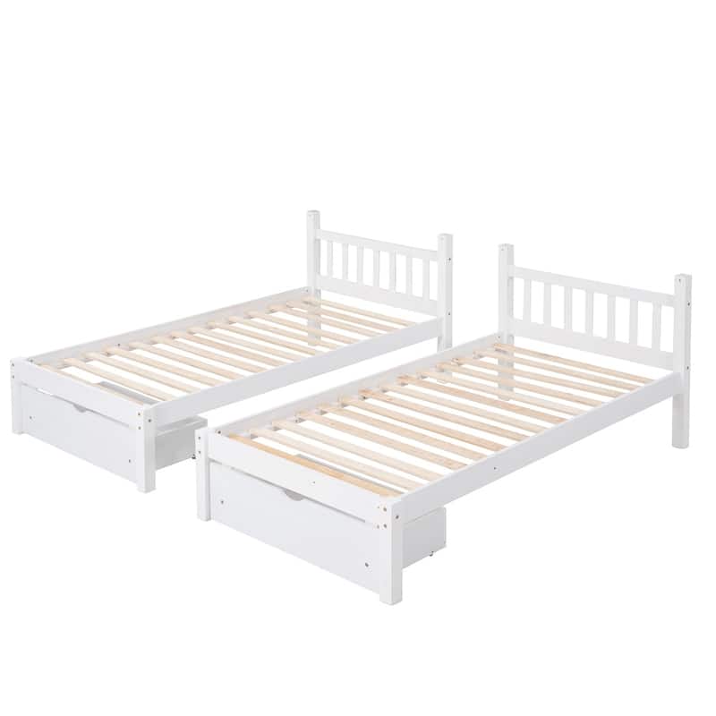 Merax Full Over Twin & Twin Bunk Bed, Wood Triple Bunk Bed with Drawers and Guardrails