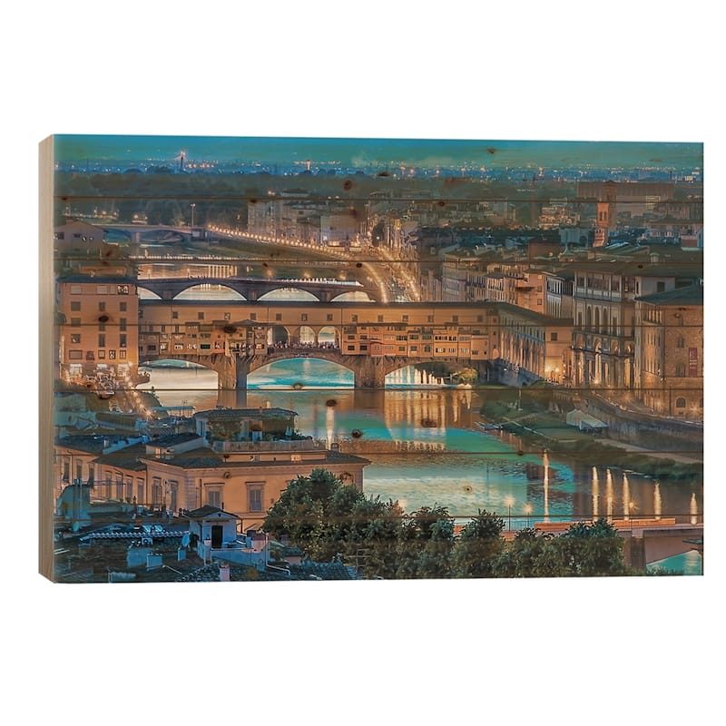 Florence At Dusk Print On Wood by Manjik Pictures - Multi-Color - 18x26x1.5