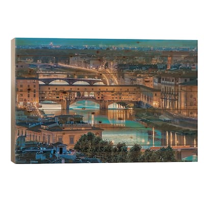 Florence At Dusk Print On Wood by Manjik Pictures - Multi-Color