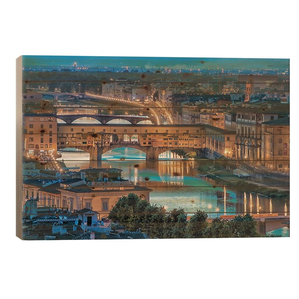 Florence At Dusk Print On Wood by Manjik Pictures - Multi-Color