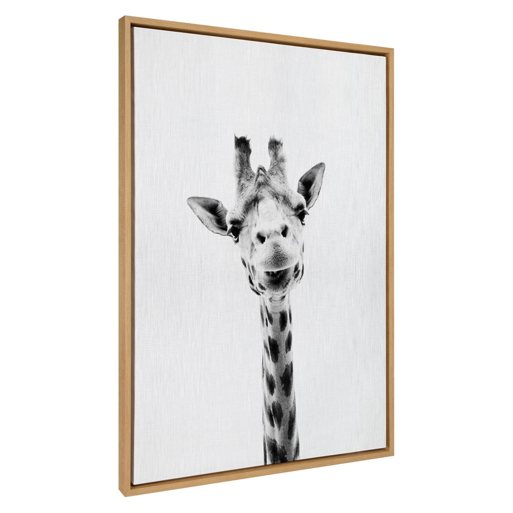 Kate and Laurel Sylvie Giraffe Framed Canvas by Simon Te Tai