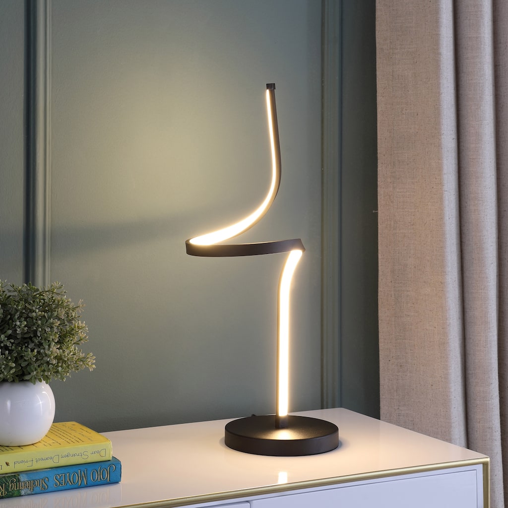 22 In. LED Apollo Spiral Curved Tube Modern Table Lamp - N/A