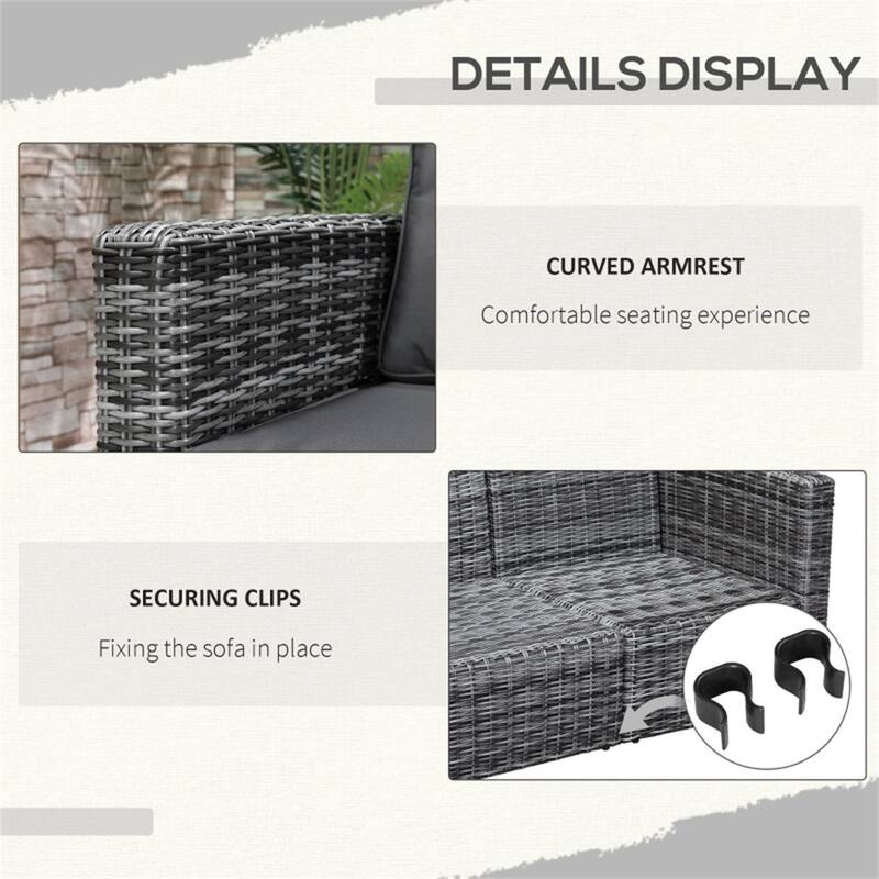 2-Piece PE Rattan Outdoor Corner Sofa Set with Rust-Resistant Steel Frame and Comfortable Cushions - 1 Piece