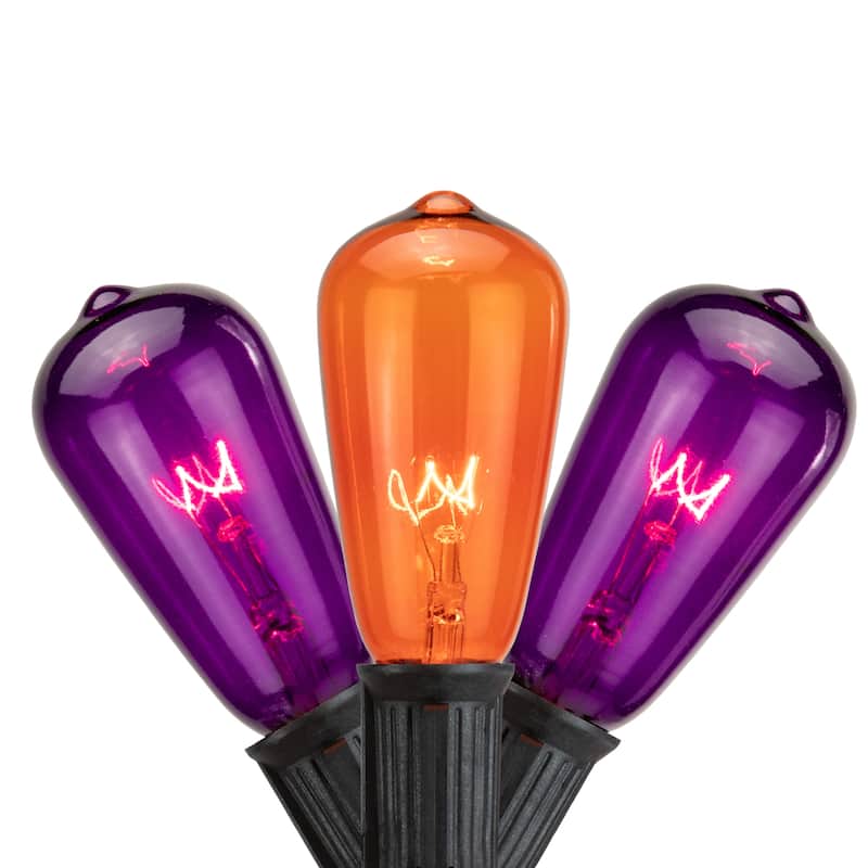 Edison E17 Halloween Light Set - Orange and Purple - 9' Black Wire - 10ct