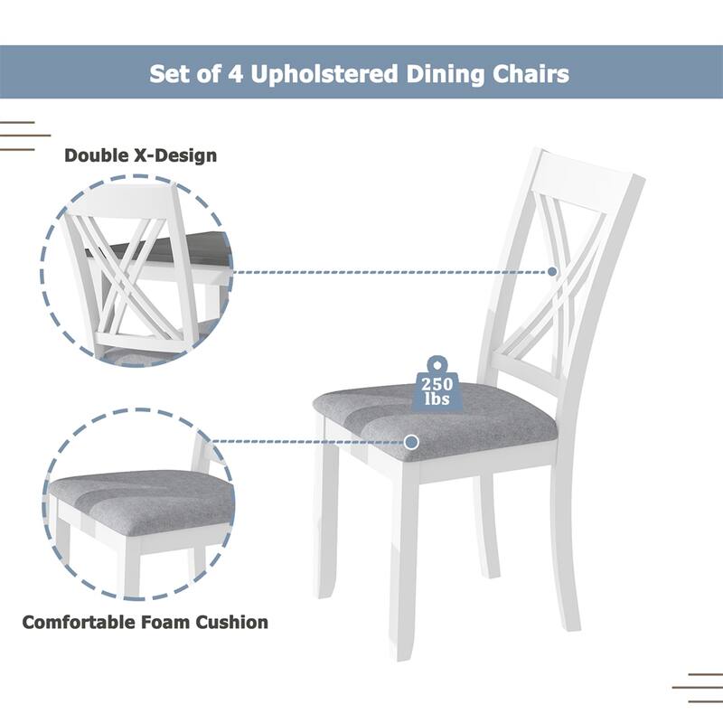 Minimalist Wood Dining Table Set with 4 X-Back Chairs（Set of 5）
