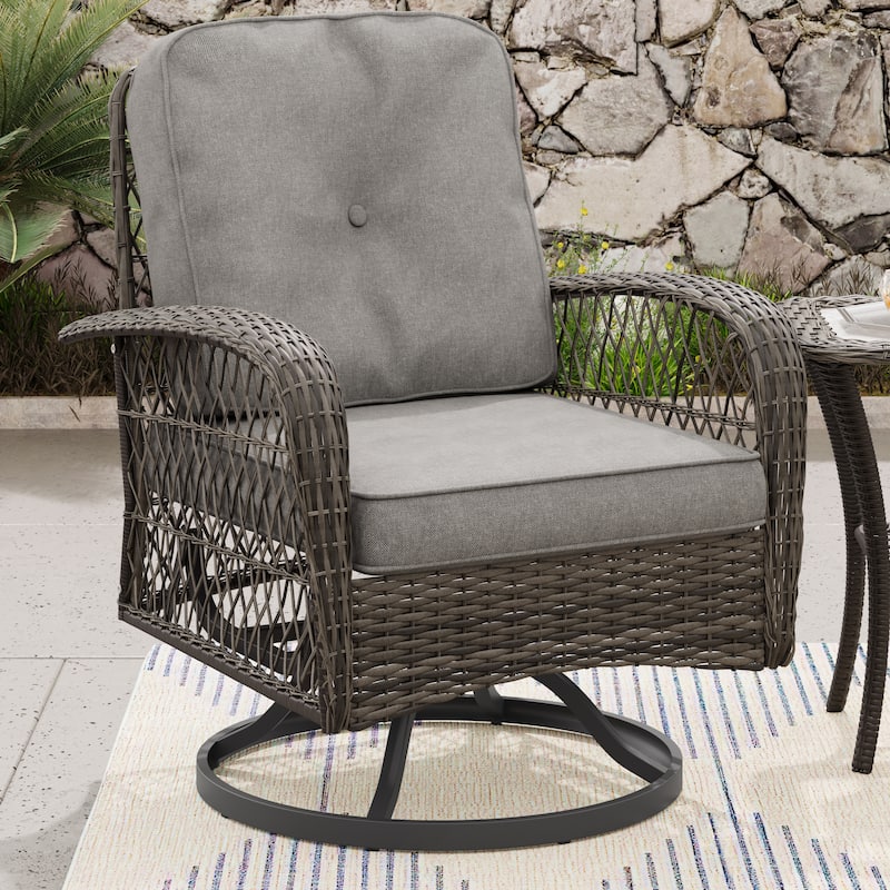 Corvus Livorno Outdoor 3-piece Steel Wicker Swivel Chat Set
