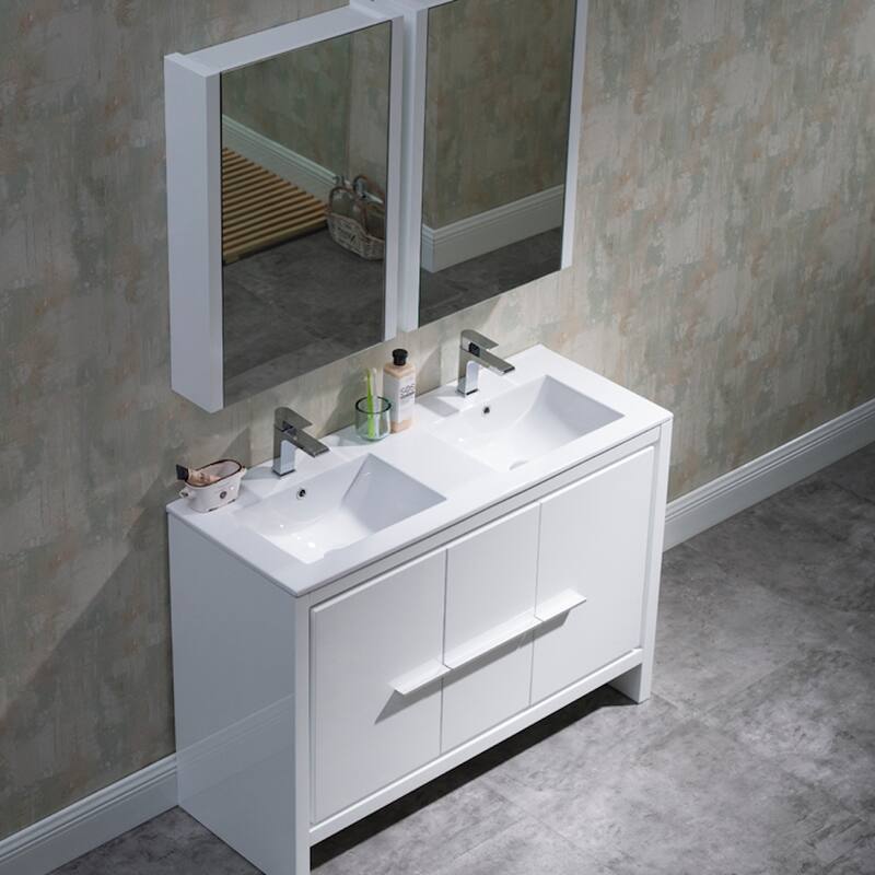 Solid Wood Bathroom Vanity with Mirror Medicine Cabinet