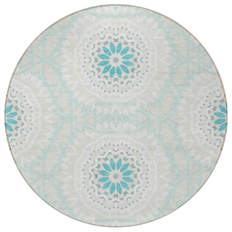 HomeRoots Floral Medallion Transitional Rectangle Outdoor Rug