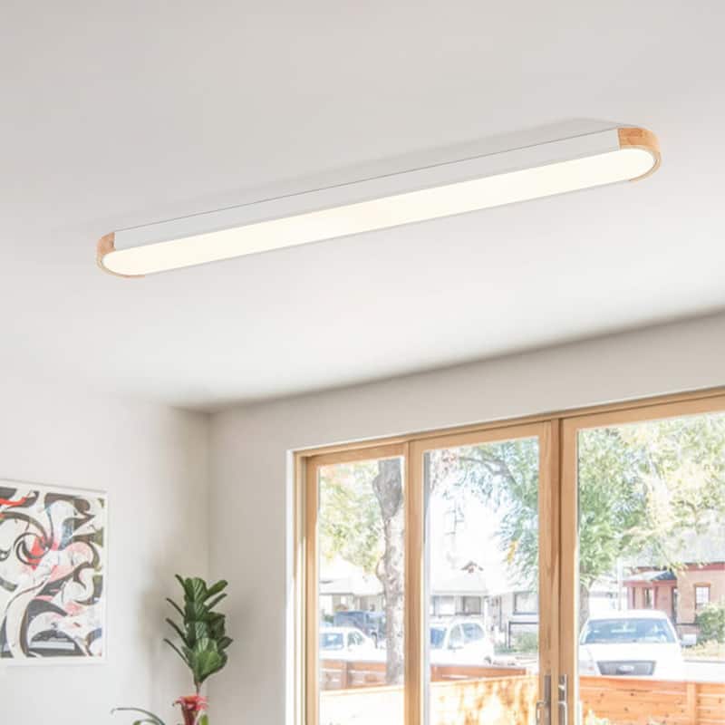 Farmhouse Long Oval Dimmable LED Flush Mount Ceiling Light 48in - White/6000K