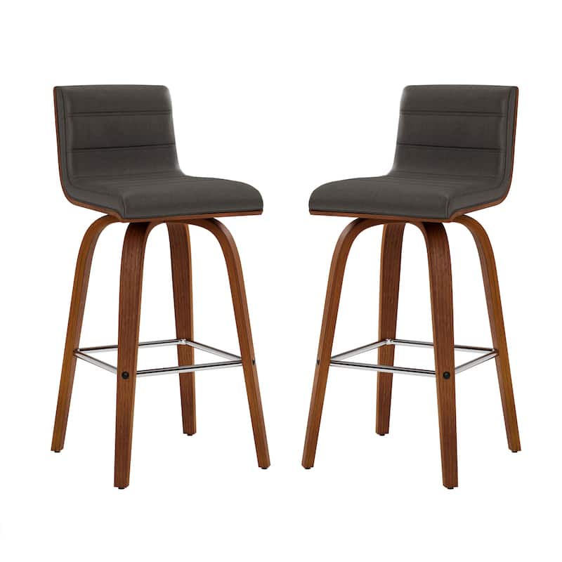 Skara Mid-Century Swivel Counter Stool, Upholstered Counter Height Chair with Bentwood Legs