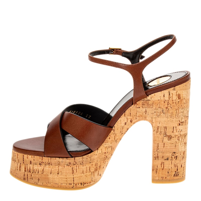 Saint Laurent Bianca Cork Platform Sandals