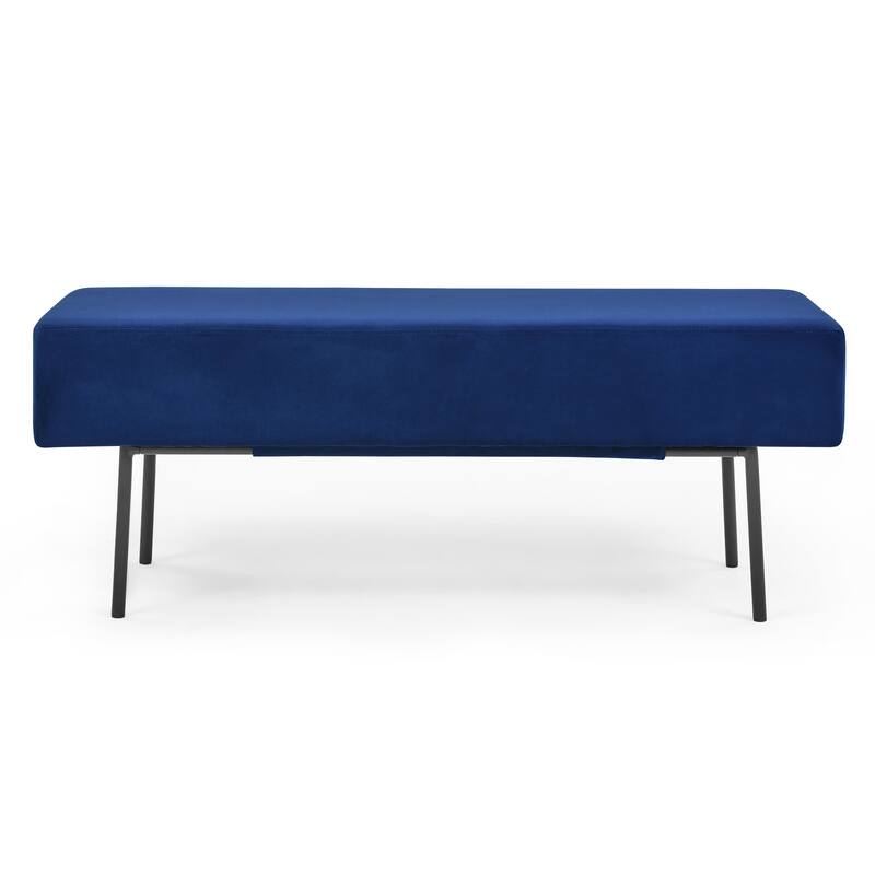 Contemporary Style Bedroom Velvet Upholstered Bench, Blue,( 45'' x13''x 17'')