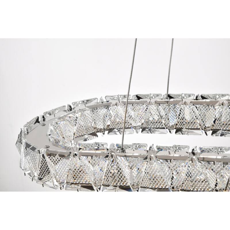 Asher LED 36 Inch Oval Pendant Polished Nickel Finish K9 Crystal - Polished Nickel