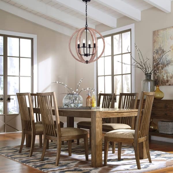 Shop Benita Antique Black Natural Wood Orb Chandelier On Sale