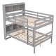 preview thumbnail 8 of 7, Gray Solid Wood Full Bunk Beds, Bookcase Headboard, Detachable Beds, Safety Rail