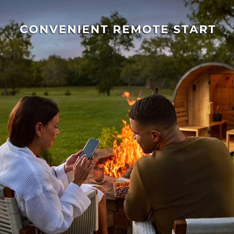 Backyard Discovery Paxton 4-6 Person Outdoor Barrel Sauna, Porch