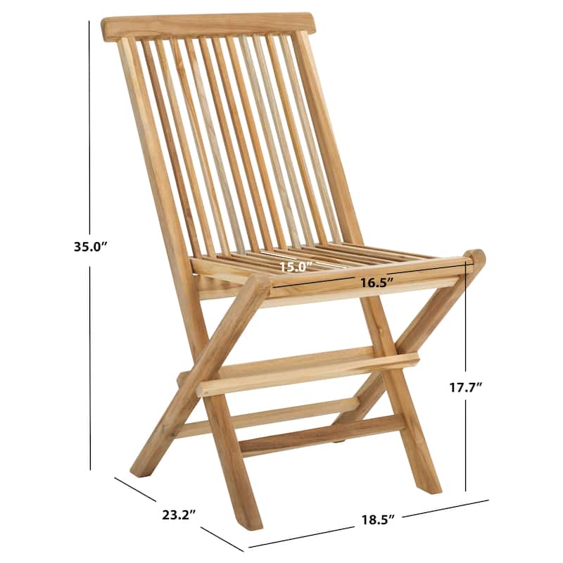 SAFAVIEH Outdoor Patio Furniture Marcus Solid Teak Wood Folding Chair (Set of 2) - 19"W x 23"D x 35"H