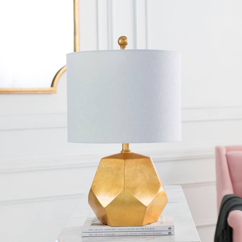 Naahs Table Lamp with Gold Base and Off-White Shade