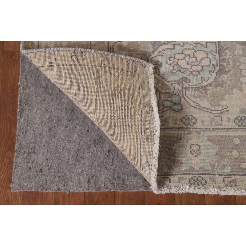 Hand Knotted Oriental 100% Wool Carpet Traditional Medallion Beige & Ivories Tabriz Area Rug - 9' 4'' X 6' 5''