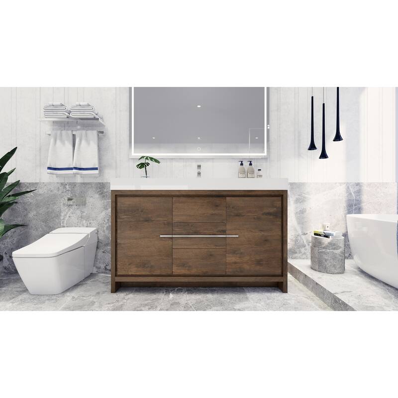 Dove 60'' Freestanding Vanity with Single Reinforced Acrylic Sink