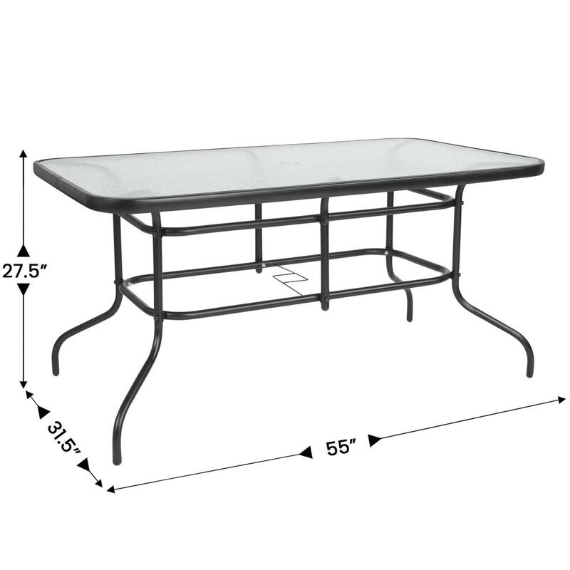 5 Piece Patio Dining Set - Glass Table, 4 Flex Stack Chairs