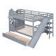 preview thumbnail 17 of 64, Full over Full Castle Bunk Bed with Drawers, Shelves and Slide, Gray