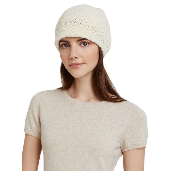 Aqua Ladies Ivory Cream Knit Visor Cap One Size Made In Italy
