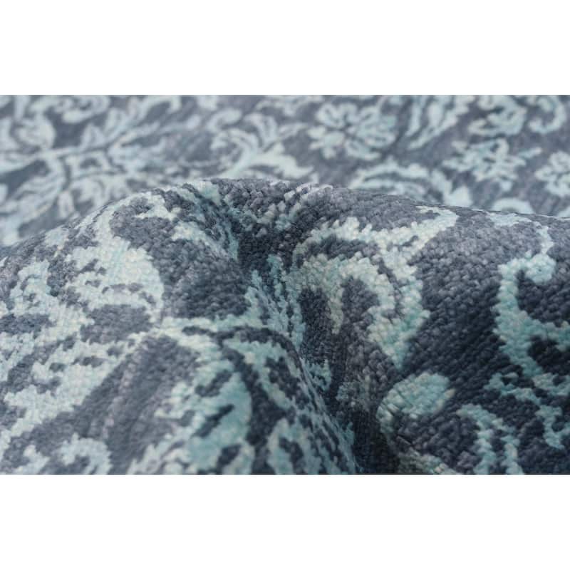 ECARPETGALLERY Hand-knotted Eternity Dark Navy, Light Blue Wool Rug - 8'2 x 11'5