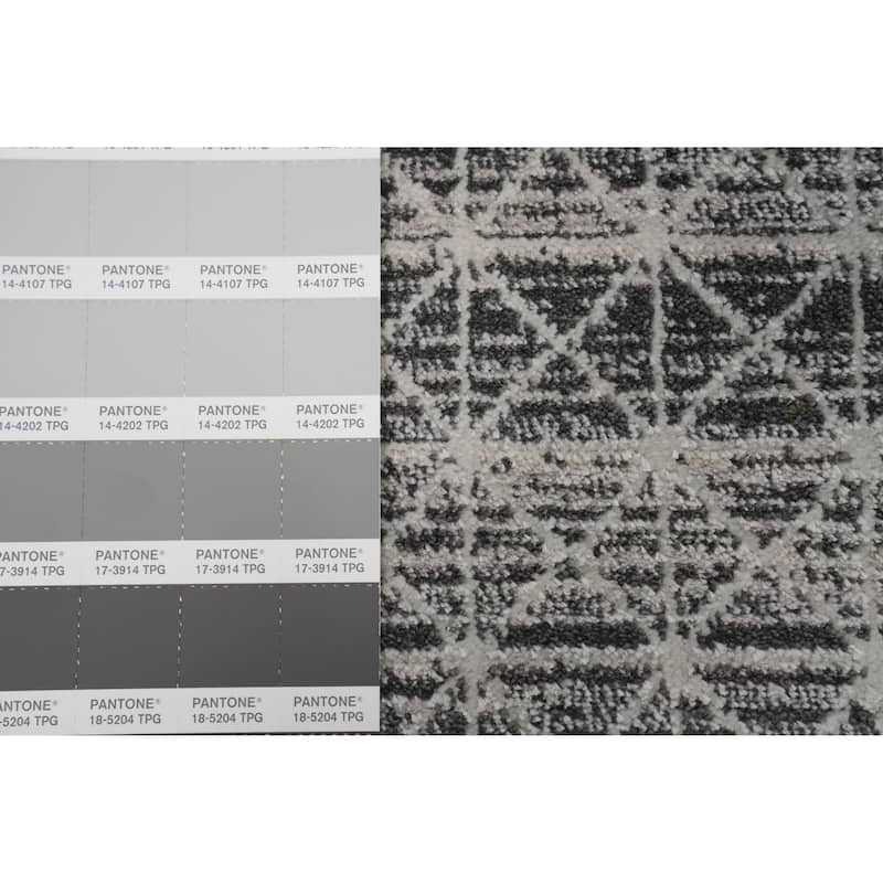 Machine Made Oriental Polyester Carpet Modern Geometric Greys & Charcoal Modern Area Rug - 7' 5'' X 5' 2''