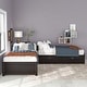 L-shaped Platform Bed with Trundle and Drawers Linked with built-in ...