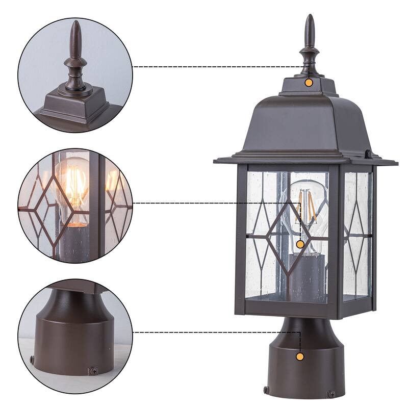 C Cattleya 16in Oil-Rubbed Bronze Outdoor Post Light with Seeded Glass - ORB