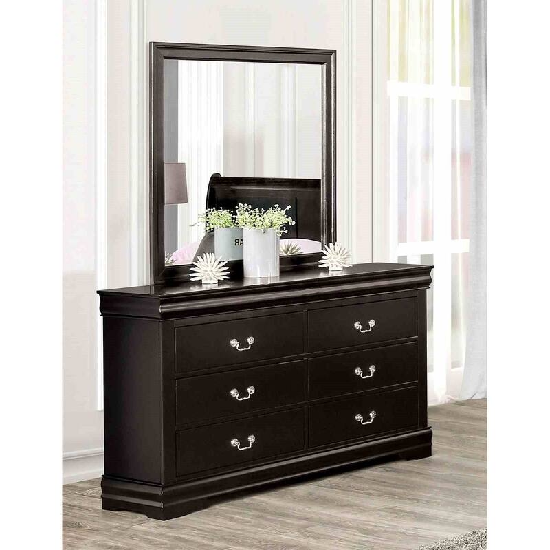 Sleigh Design Black Finish Transitional Bedroom Furniture Set