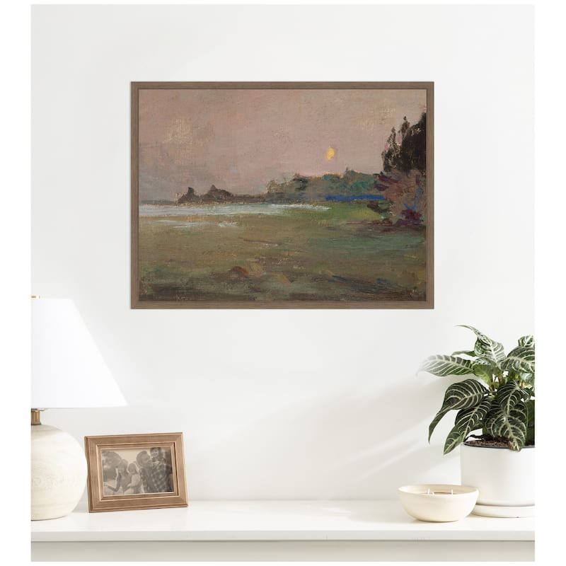 Kate and Laurel Moonlite Evening Mist 1910 Jan Ciaglinski by Nostalgia Prints Framed Canvas Wall Art Print