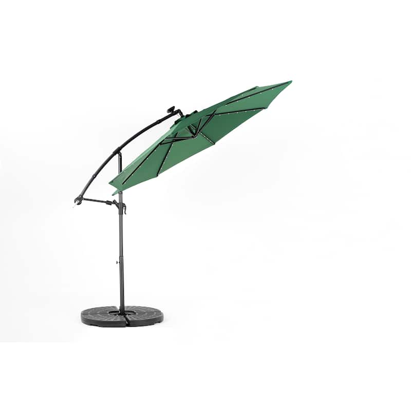 10ft Solar LED Offset Hanging Market Patio Umbrella ( Dark blue)(No Base)