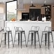 preview thumbnail 16 of 41, Bar Stools With Back set of 4 Industrial Metal Barstools with Wooden Seats Gunmetal - Bar Height