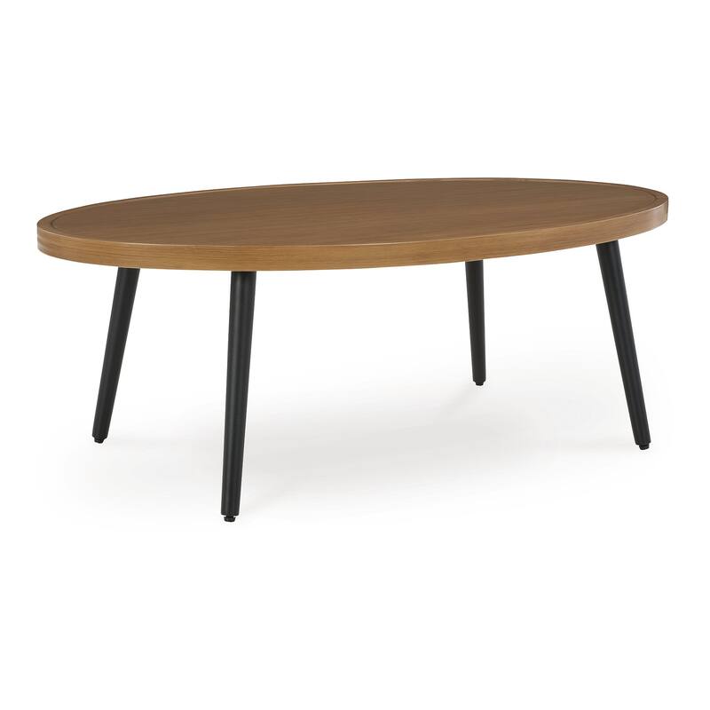 Signature Design by Ashley Horizon Hall Brown/Black Outdoor Coffee Table - 48.13" W x 29.88" D x 18" H