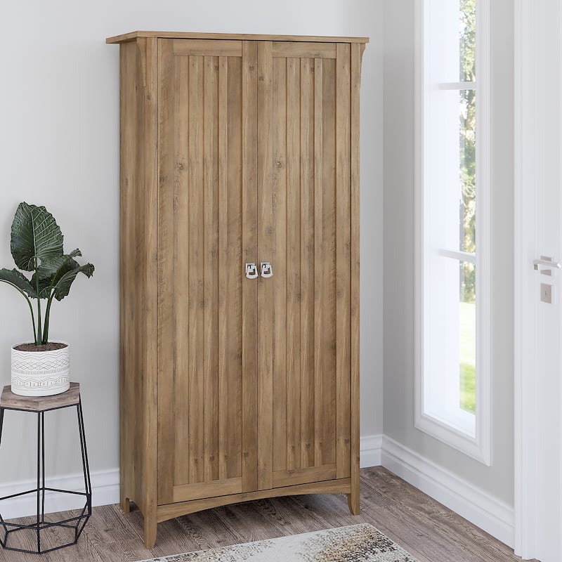 Salinas Tall Storage Cabinet with Doors by Bush Furniture - Tan